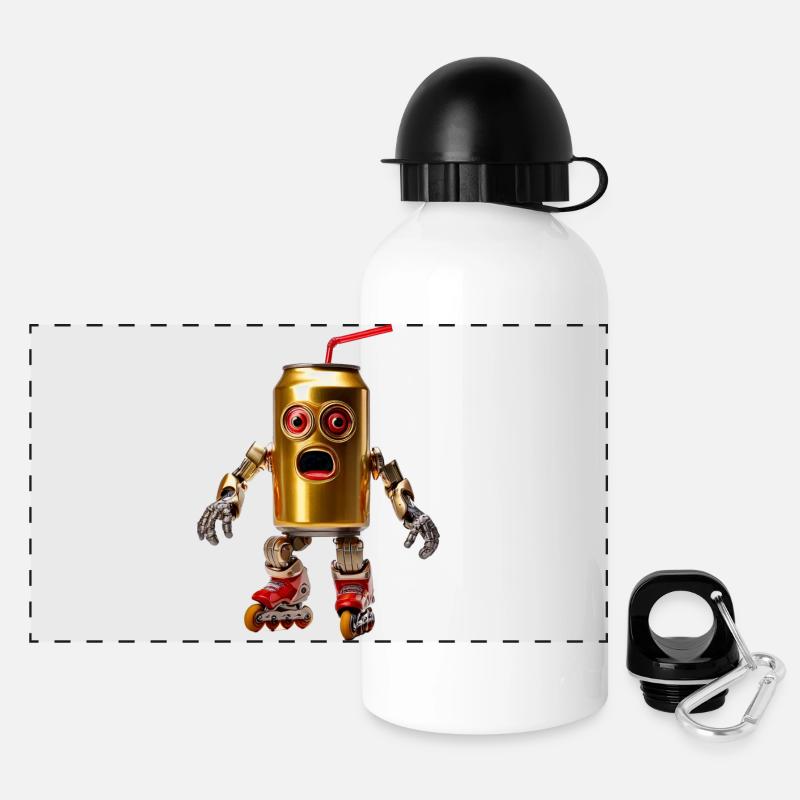 Beer can with straw - Panoramic Thermal Bottle with Lid 500 ml - white
