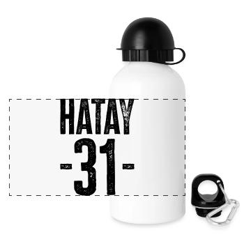 Stolze Kurden aus Hatay – Zahl 31 - Panorama Trinkflasche mit Deckel 500 ml - Weiß - Vorne