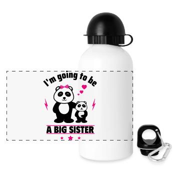 Bald große Schwester,Schwangerschaftsankündigung - Panorama Trinkflasche mit Deckel 500 ml - Weiß - Vorne