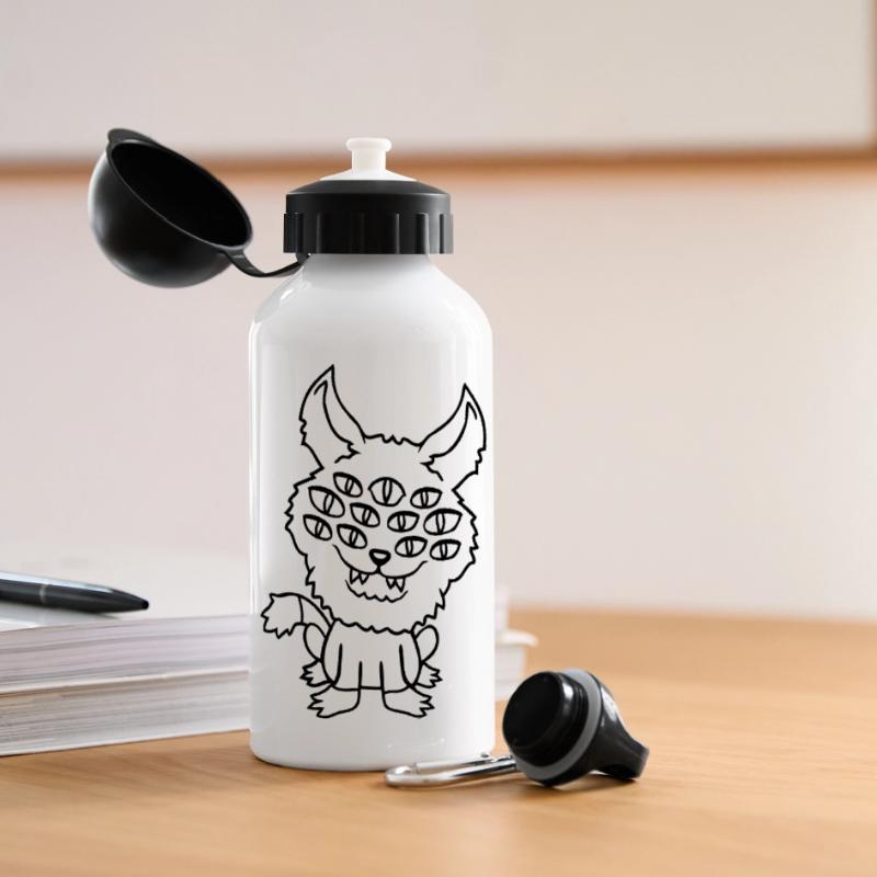 Cat Demon Many Eyes Devil Hell Evil Monster Panoramic Thermal Bottle with Lid 500 ml
