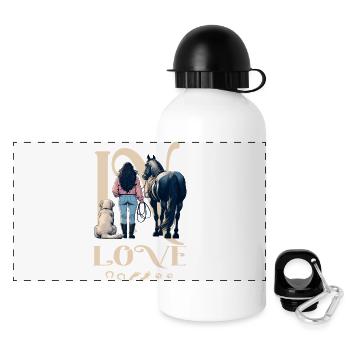 Les chevaux aiment - Gourde panoramique avec couvercle 500 ml - blanc - Devant