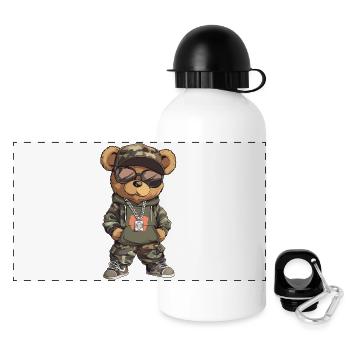 Cool Hip Hop Ours en peluche Rap Rappeur Camo - Gourde panoramique avec couvercle 500 ml - blanc - Devant