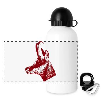Gamsportrait RED - Panorama Trinkflasche mit Deckel 500 ml - Weiß - Vorne