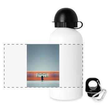 Minimalistischer U-Bahn-Moment - Panorama Trinkflasche mit Deckel 500 ml - Weiß - Vorne