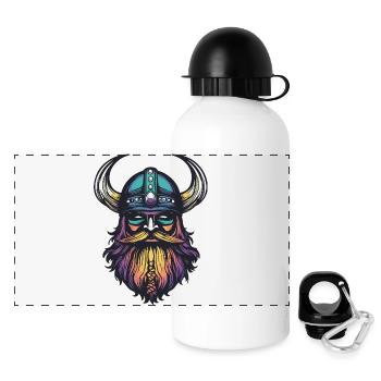 Wikinger Helm - Panorama Trinkflasche mit Deckel 500 ml - Weiß - Vorne