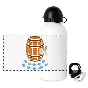 Münchner Bierfass Cartoon - Panorama Trinkflasche mit Deckel 500 ml - Weiß - Vorne