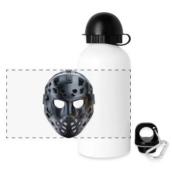Masque de hockey noir futuriste moderne - Gourde panoramique avec couvercle 500 ml - blanc - Devant