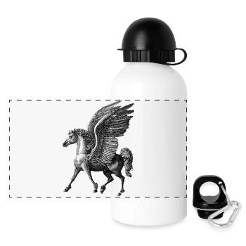 Winged Pegasus – Mythological Engraving - Panoramic Thermal Bottle with Lid 500 ml - white - Front