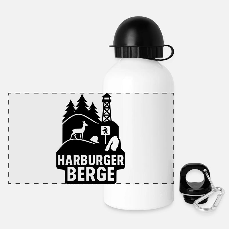Harburg Mountains - Panoramic Thermal Bottle with Lid 500 ml - white