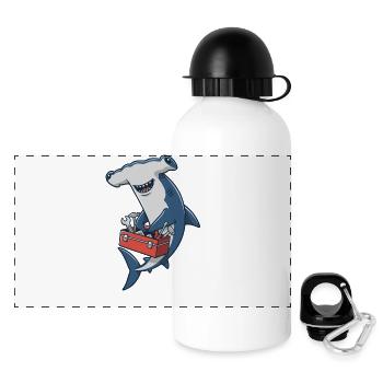 Artisan de la construction de requins-marteaux - Gourde panoramique avec couvercle 500 ml - blanc - Devant