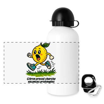 Squeezed lemon looking for extended vacation - Panoramic Thermal Bottle with Lid 500 ml - white - Front
