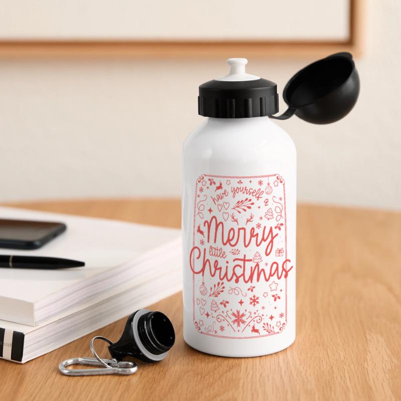 Joyeux Noël Script Rouge Gourde panoramique avec couvercle 500 ml