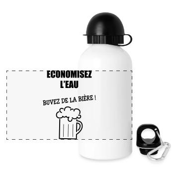 Save water, drink beer - Panoramic Thermal Bottle with Lid 500 ml - white - Front