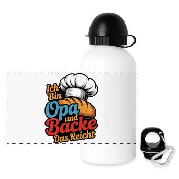 Ich bin Opa und Backe Küchenchef Humor - Panorama Trinkflasche mit Deckel 500 ml - Weiß - Vorne