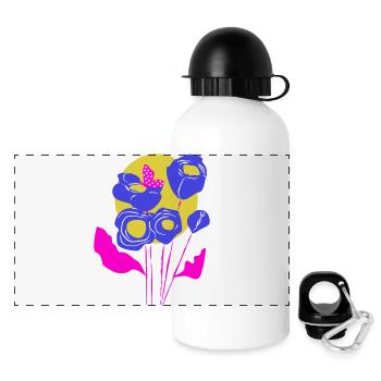 Bouquet floral aux couleurs néon - Gourde panoramique avec couvercle 500 ml - blanc - Devant