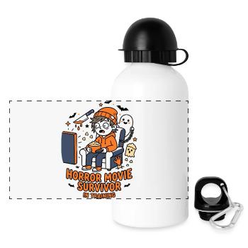 Horror Movie Survivor Training Humor - Panoramic Thermal Bottle with Lid 500 ml - white - Front
