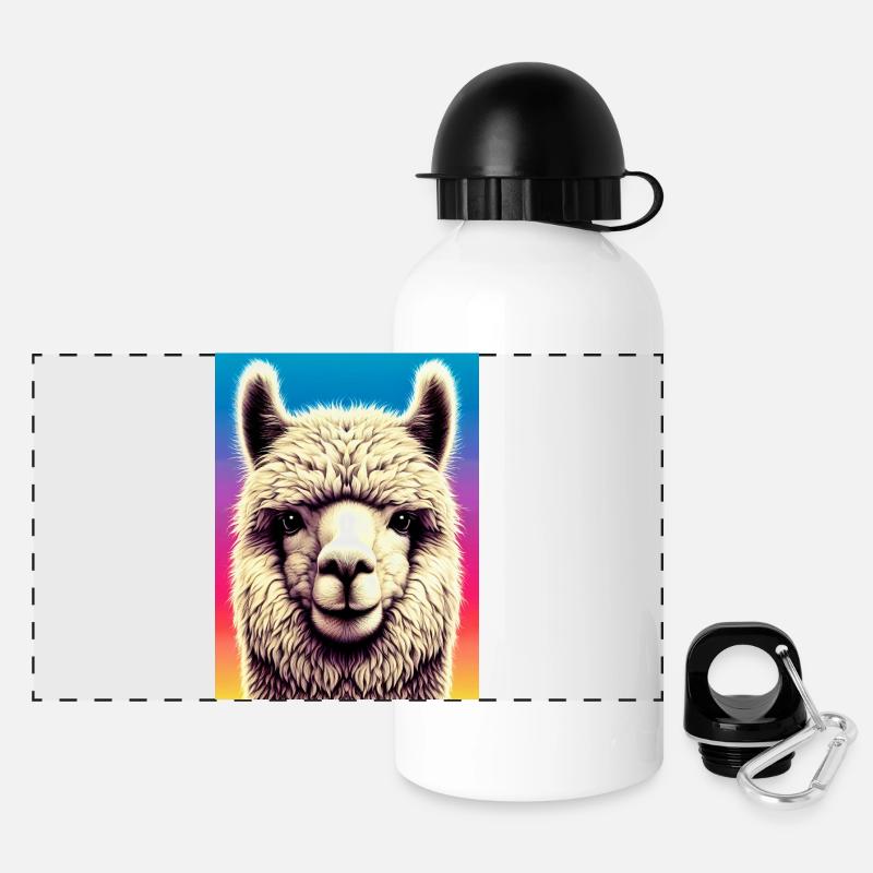 Alpaka - Panorama Trinkflasche mit Deckel 500 ml - Weiß