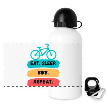 Eat Sleep Bike Repeat - Panoramic Thermal Bottle with Lid 500 ml - white - Front