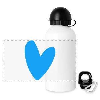 Blaues Herz neon retro style auffallend - Panorama Trinkflasche mit Deckel 500 ml - Weiß - Vorne