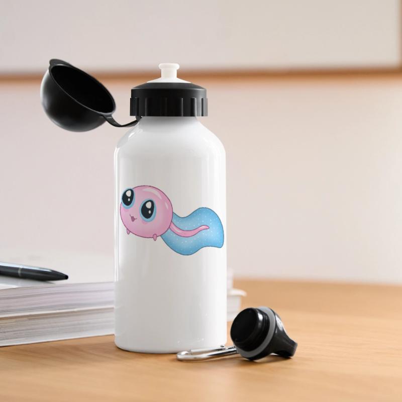 Cute Cyan Tadpole Panoramic Thermal Bottle with Lid 500 ml