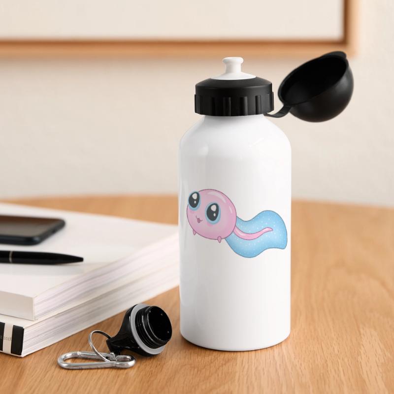 Cute Cyan Tadpole Panoramic Thermal Bottle with Lid 500 ml