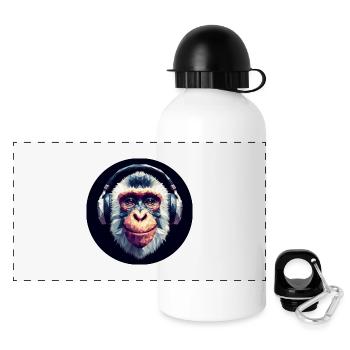 Singe cool avec des écouteurs - Gourde panoramique avec couvercle 500 ml - blanc - Devant