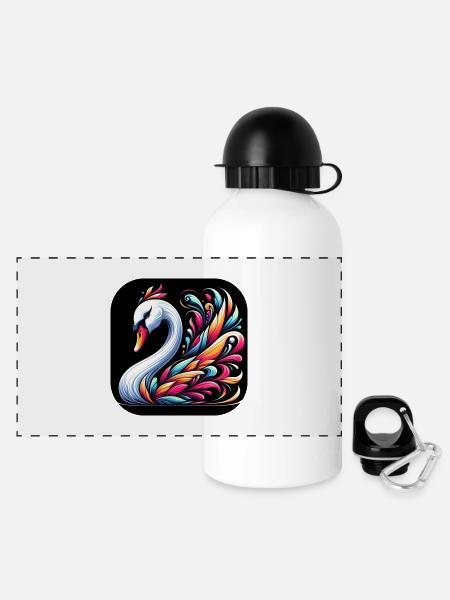 Swan Animal Colorful Comic Cartoon - Panoramic Thermal Bottle with Lid 500 ml - white
