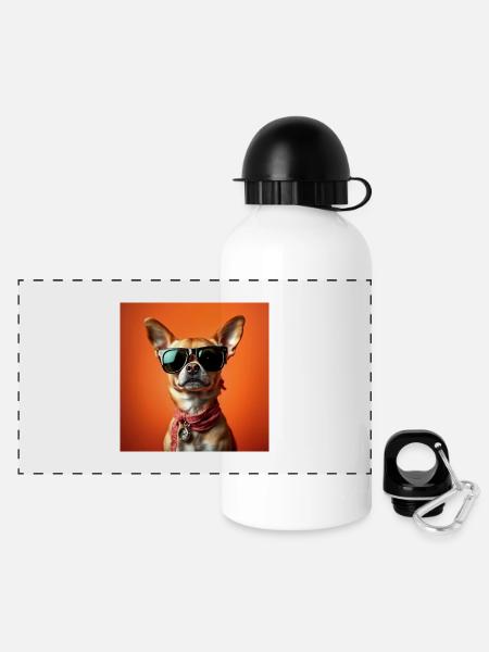 Chiwawa avec style déjanté - Gourde panoramique avec couvercle 500 ml - blanc