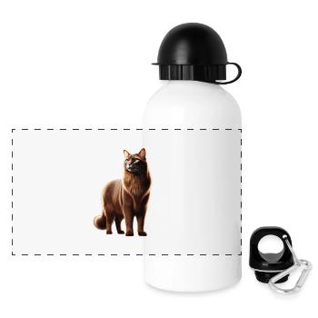 Katze Braun - Panorama Trinkflasche mit Deckel 500 ml - Weiß - Vorne