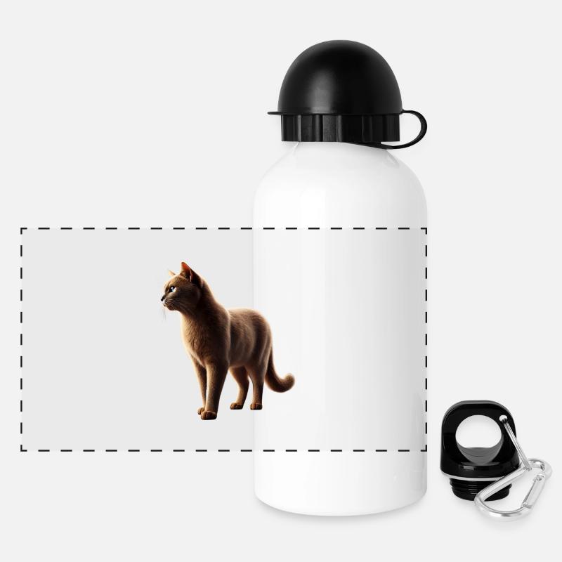 Katze Realistisch - Panorama Trinkflasche mit Deckel 500 ml - Weiß