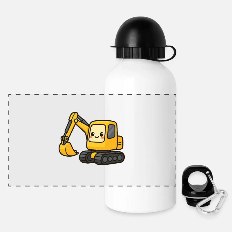 Cute excavator with googly eyes - Panoramic Thermal Bottle with Lid 500 ml - white
