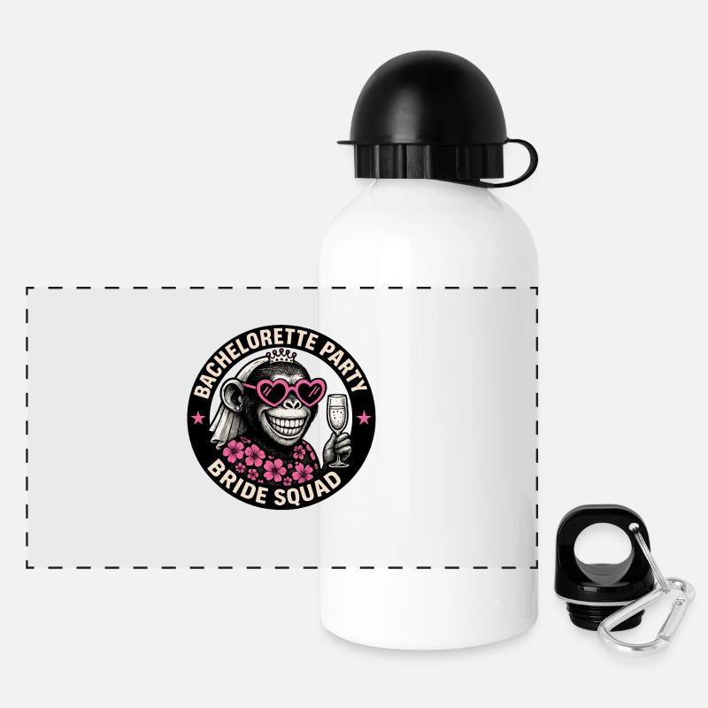 Bachelorette - Bachelorette Monkey Bridal Team Design - Gourde panoramique avec couvercle 500 ml - blanc