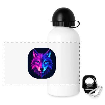Lupus Wolf Neon Geopattern - Panoramic Thermal Bottle with Lid 500 ml - white - Front