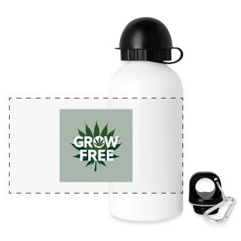 Grow Free Blatt Design - Panorama Trinkflasche mit Deckel 500 ml - Weiß - Vorne