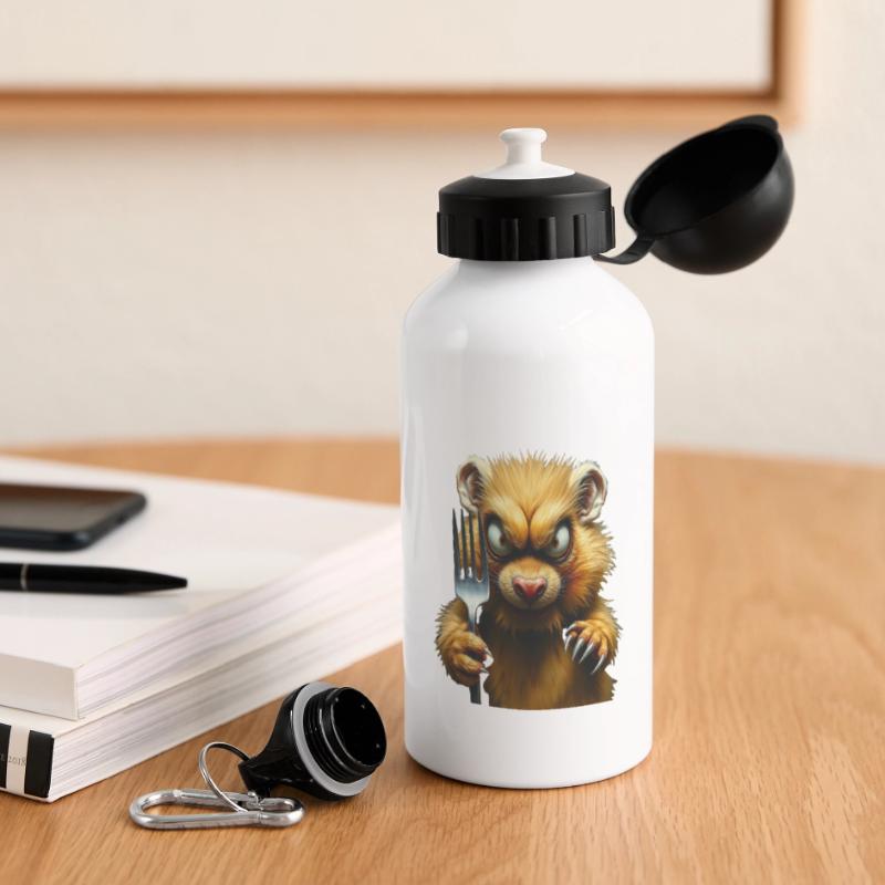 Horror hamster with fork Panoramic Thermal Bottle with Lid 500 ml