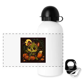 Little Halloween fox with pumpkins - Panoramic Thermal Bottle with Lid 500 ml - white - Front