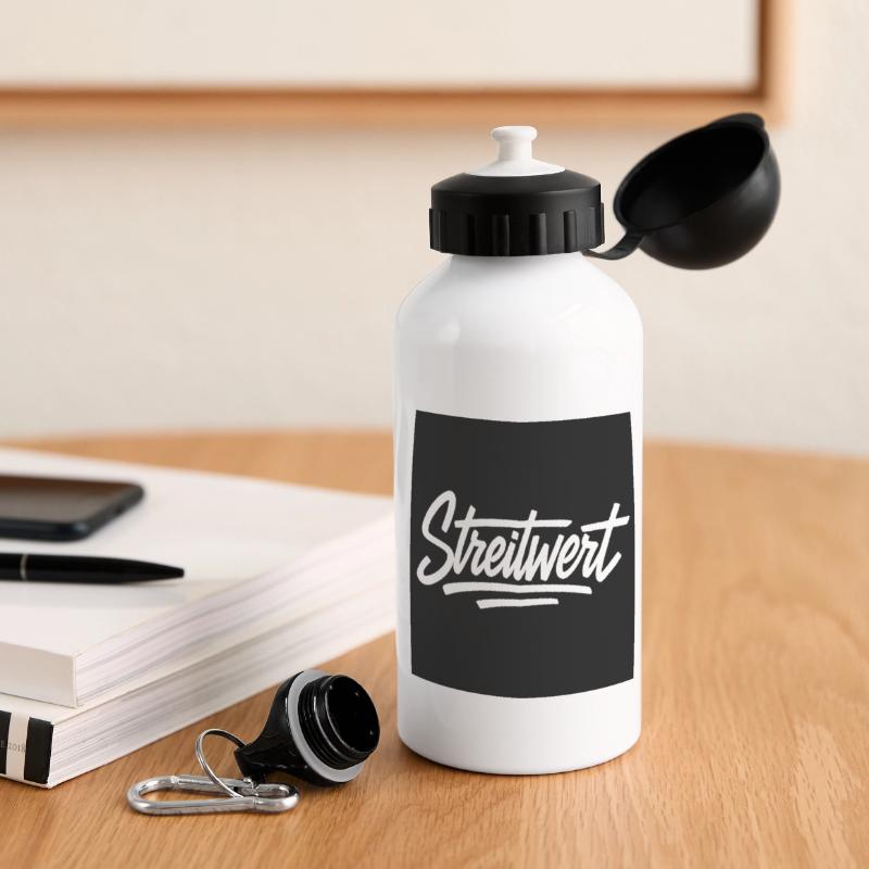 Logo Contested Script Noir Gourde panoramique avec couvercle 500 ml