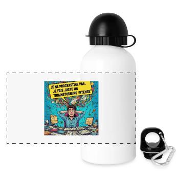 Brainstorming für intensive Pop-Art - Panorama Trinkflasche mit Deckel 500 ml - Weiß - Vorne
