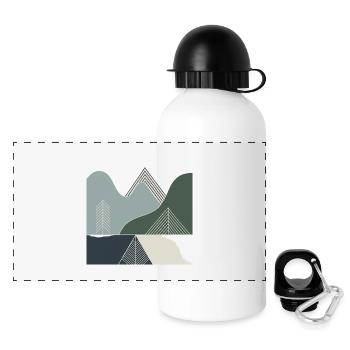 Geometric mountain landscapes - Panoramic Thermal Bottle with Lid 500 ml - white - Front