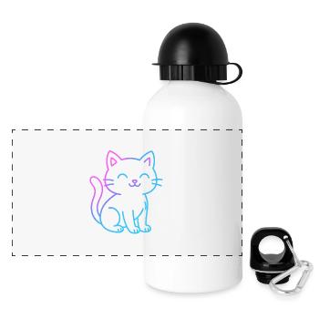 Neon-Gradient-Katzenfreund - Panorama Trinkflasche mit Deckel 500 ml - Weiß - Vorne