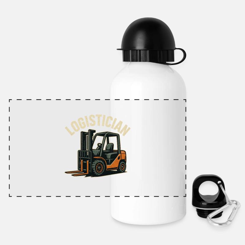 Logistik-Forklift Vintage-Logo - Panorama Trinkflasche mit Deckel 500 ml - Weiß
