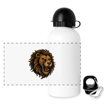 Tête de lion dans un style brun doré - Gourde panoramique avec couvercle 500 ml - blanc - Devant