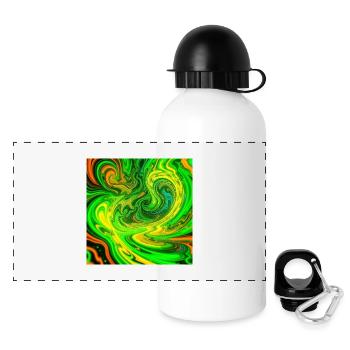 Psychedelische Farbwirbel Grün - Panorama Trinkflasche mit Deckel 500 ml - Weiß - Vorne