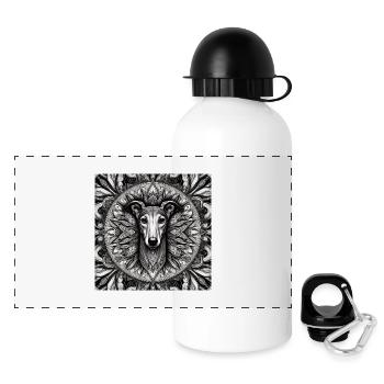 Windhund Mandala - Panorama Trinkflasche mit Deckel 500 ml - Weiß - Vorne