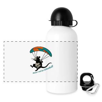 Fallschirmmaus Abenteuer - Panorama Trinkflasche mit Deckel 500 ml - Weiß - Vorne