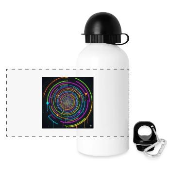 Neon Kreisspirale Farbenspiel - Panorama Trinkflasche mit Deckel 500 ml - Weiß - Vorne