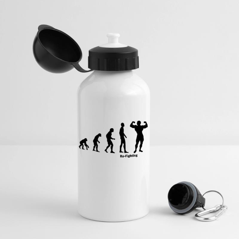 Evolution Bodybuilding Bodybuilder Geschenk Panorama Trinkflasche mit Deckel 500 ml