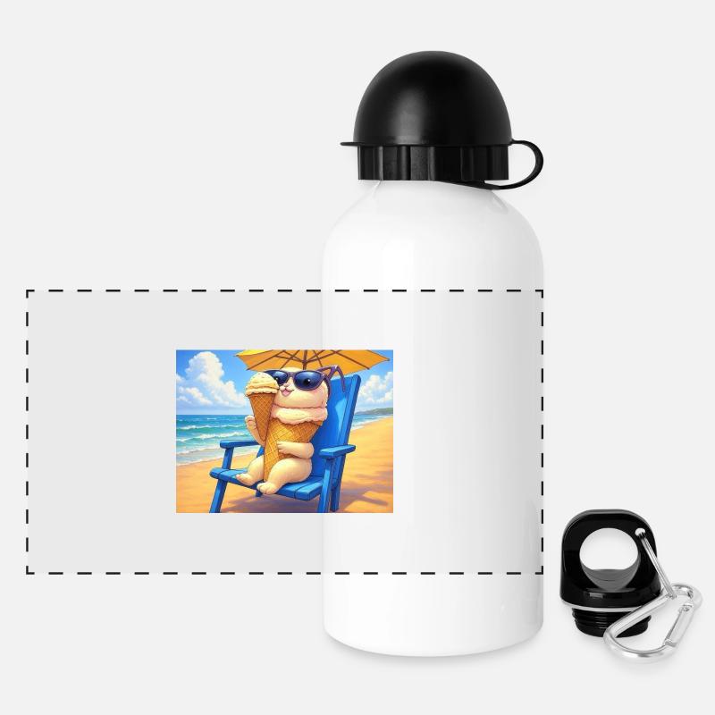 Strand Bunny Eiscreme Sonnenbrille - Panorama Trinkflasche mit Deckel 500 ml - Weiß