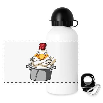 Chicken rooster poultry - Panoramic Thermal Bottle with Lid 500 ml - white - Front