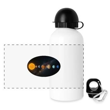 Sonne - Sonnensystem - Planeten - Panorama Trinkflasche mit Deckel 500 ml - Weiß - Vorne